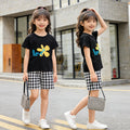 Girls' summer outfit set  new style: girls' shorts and top two-piece set for mid-to-large children, sweet summer style