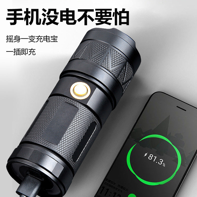 Cross-border Douyin live broadcast hot sale small steel cannon white laser 30W zoom outdoor lighting night fishing multi-function flashlight