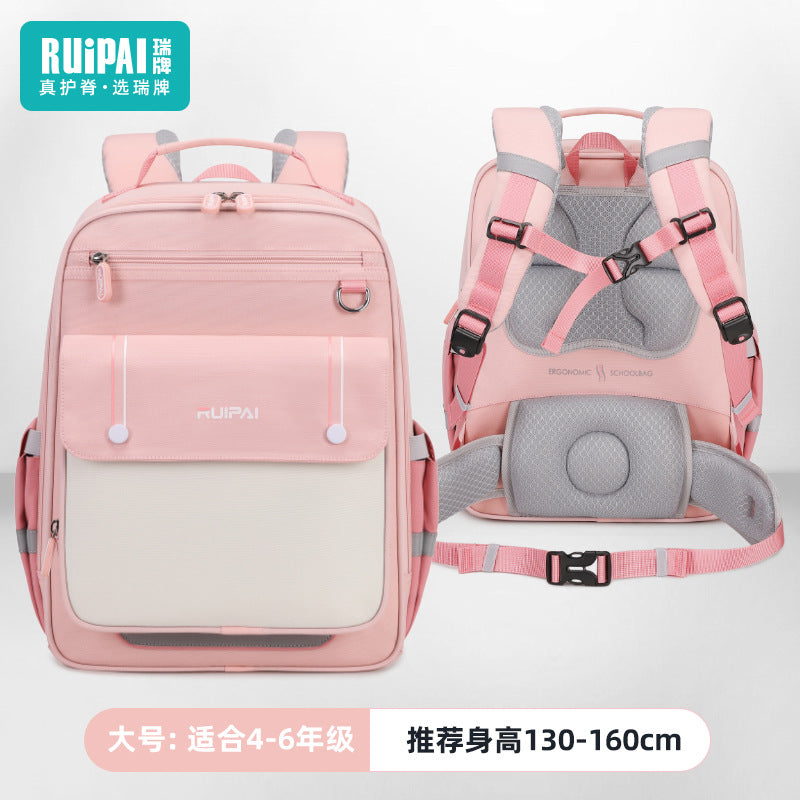 Rui brand schoolbag primary school first, second and third grades multi-compartment to reduce the burden and prevent falling children's schoolbag large-capacity backpack