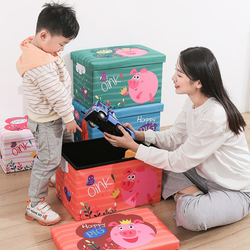 Cartoon printing storage stool household storage stool children's toys snack storage box rectangular film shoe changing stool