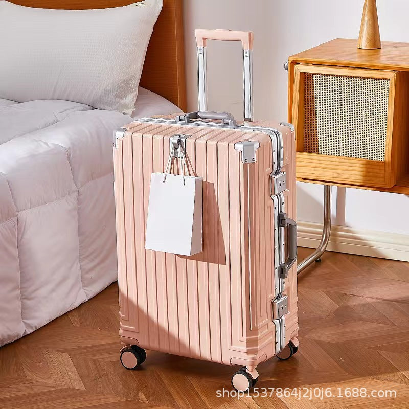 New multi-functional aluminum frame trolley case, men's and women's small fresh suitcase, large capacity universal wheel password boarding case