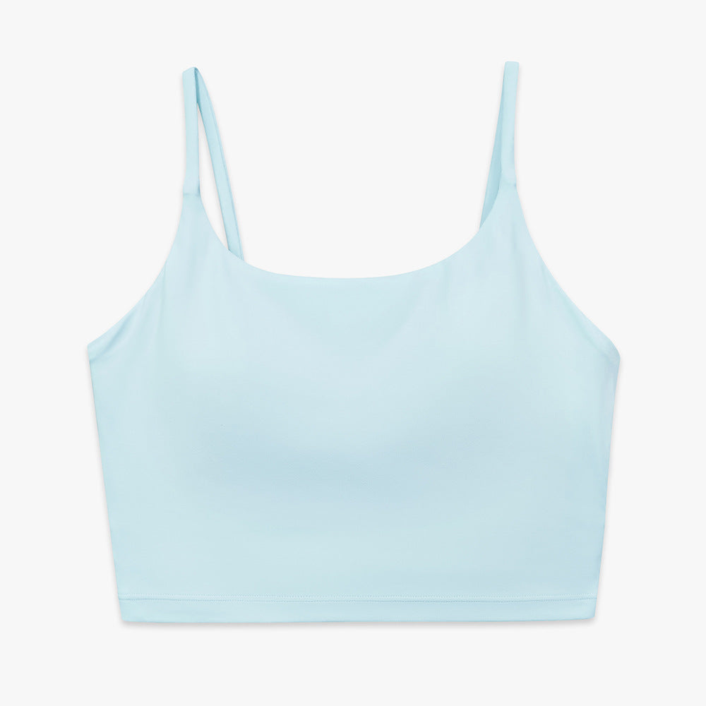 New solid color double-sided nylon semi-fixed cup training high-impact sports bra tight high-elastic fitness tank top for women