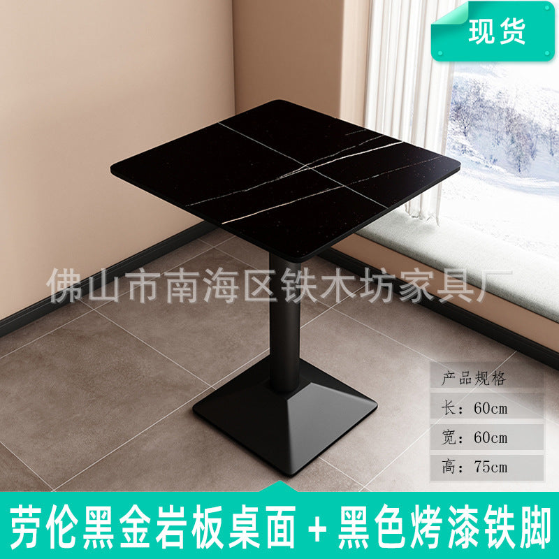 Customized commercial slate dining table simple table bar milk tea fast food restaurant canteen rectangular table apartment negotiation table and chairs