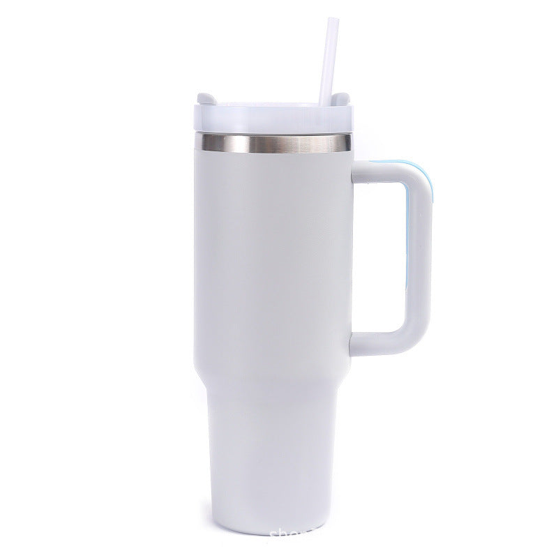 40oz 304 stainless steel large capacity insulated tumbler with handle, vacuum straw, car cup, gift water bottle, business gift