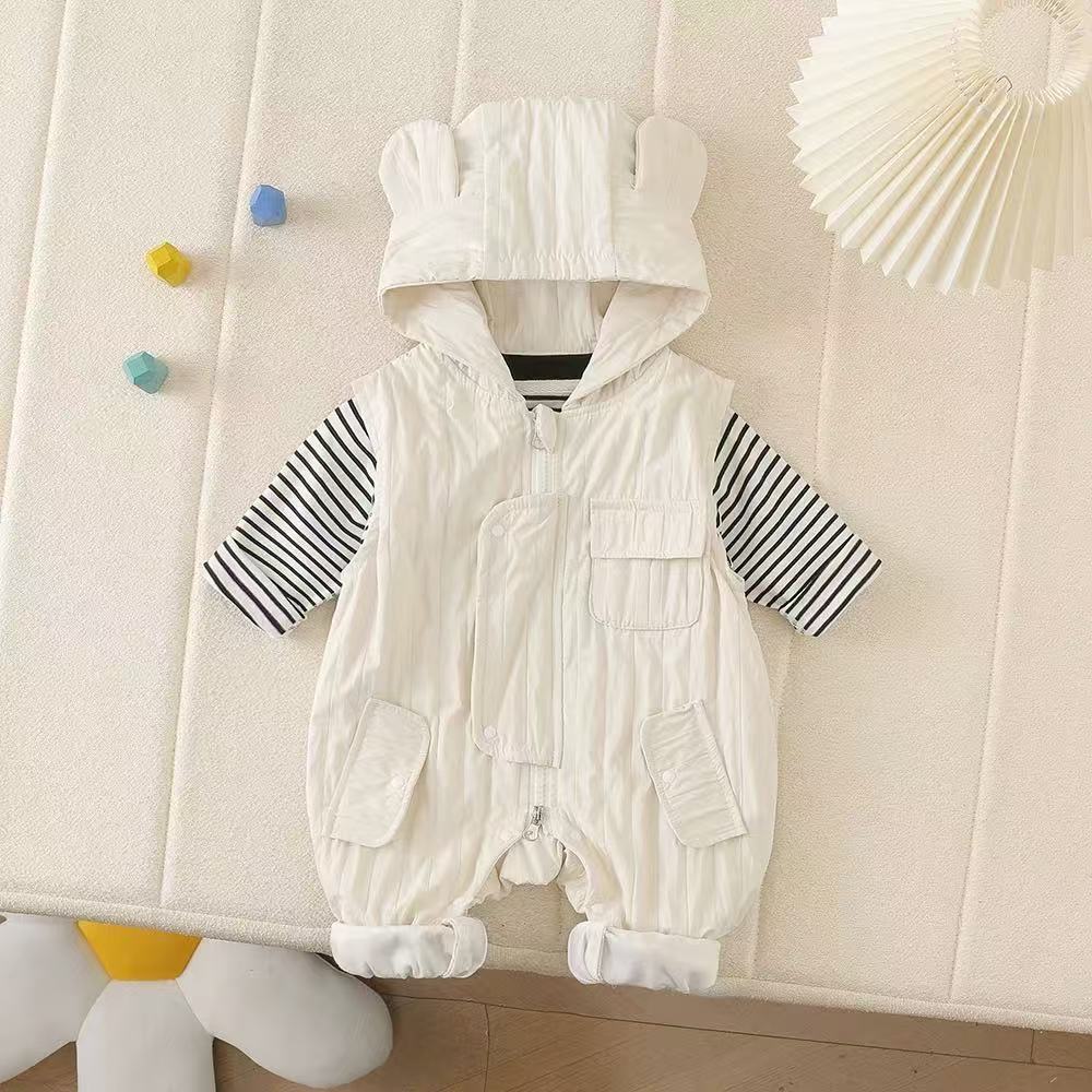 Spring and autumn one-piecestripes baby cute super cute infant spring autumlong sleevesnew arrivaloverallssuit super cool clothes