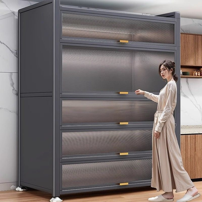Best sellingfor homekitchen rack cabinet steel multi-layer thickened cupboard pulley storage cabinet microwave oven storage cabinet