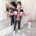 Girls' winter sweatshirt and pants set -  autumn/winter collection - new thickened three-piece outfit for older girls and children (includes vest)