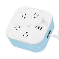 110v power strip travel adapter with usb ports - portable, retractable, us plug extension cord