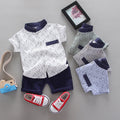wholesale children's short-sleeve set: summer boys' printed letter shirt & t-shirt 2-piece lightweight outfit