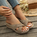 2026 spring new arrival: plus-size women's casual comfort wedge sandals with criss-cross straps - one size fits all