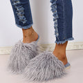 Slippers long hair fall and winter women's baotou k-style fashion rhinestone fur baotou slippers artificial fur wooden floor artificial fur