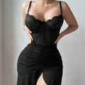 foreign trade sexy european and american lingerie see-through lace mesh seductive panties dress two-piece set for women