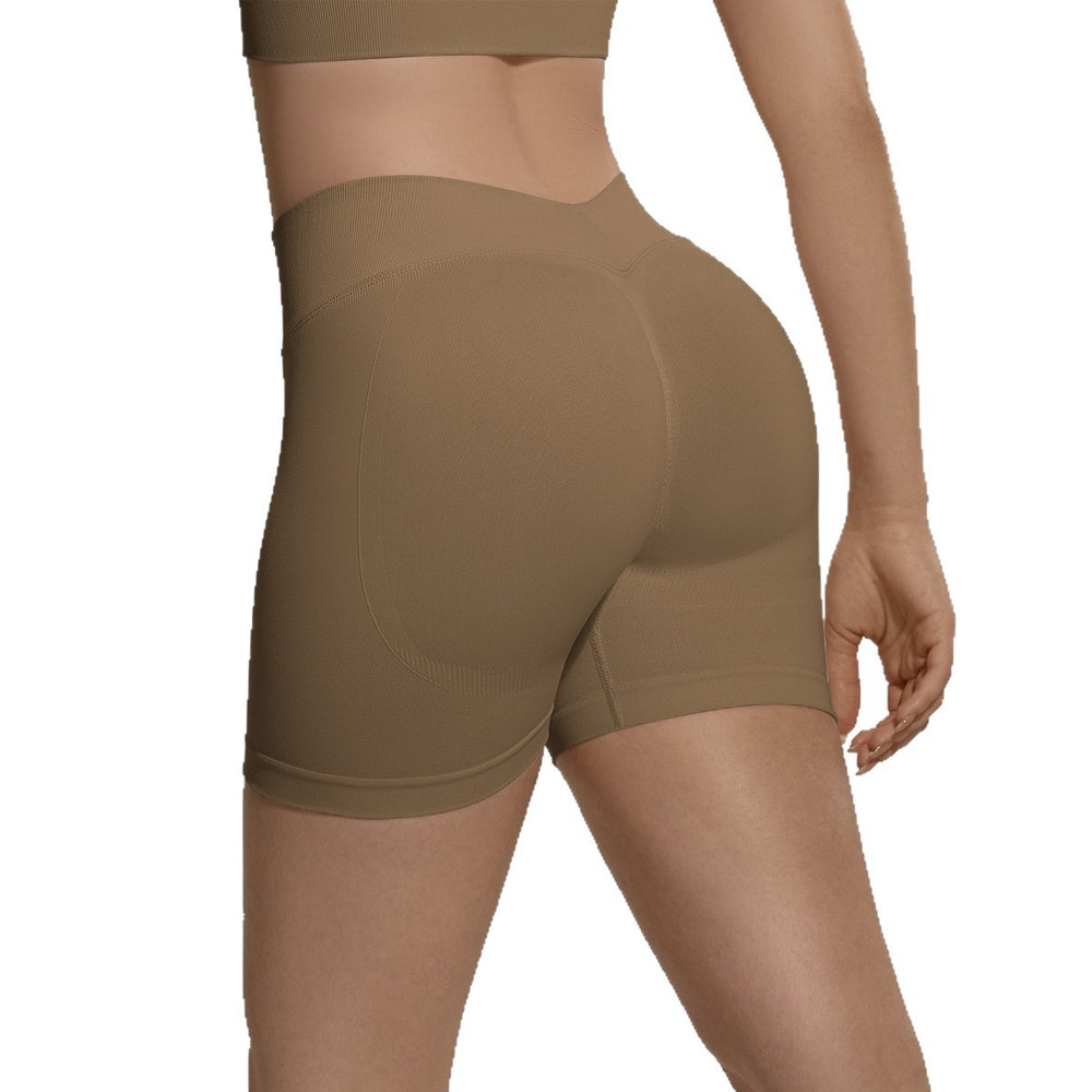 seamless knittingv waist peach hip lifting tight high waist yoga shorts sports running fitness three-quarter shorts