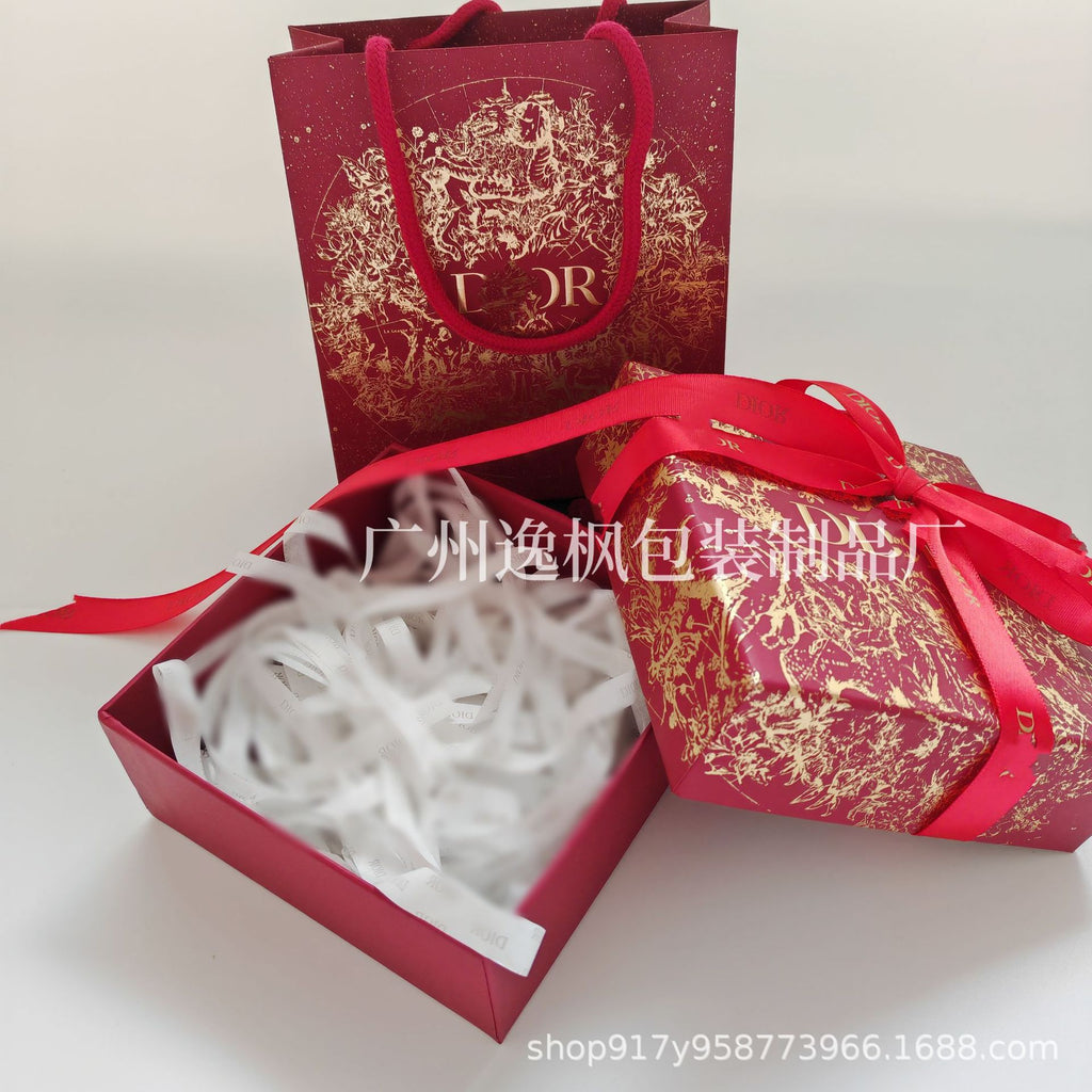 Di's new perfume gift box empty box lipstick box blue and gold portable gift bag packaging gift box gift bag