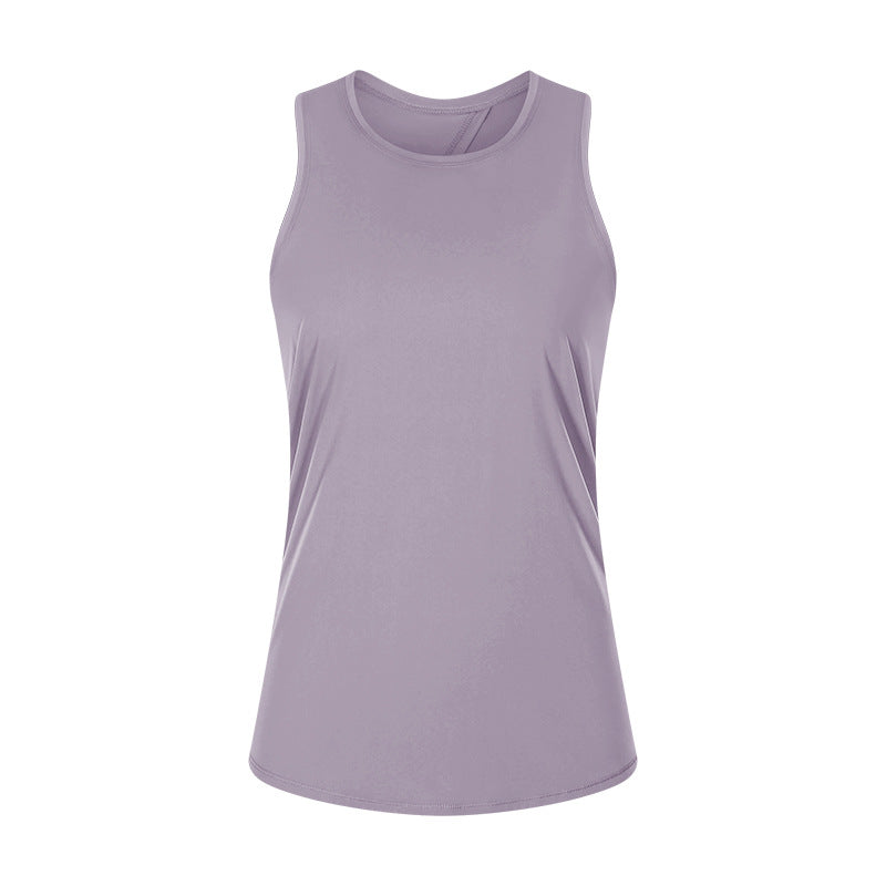 Spring/summer new arrival: barely-there feel, skin-friendly tie-up tank top - women's slit-back, loose-fit, breathable running sports cover-up s2027