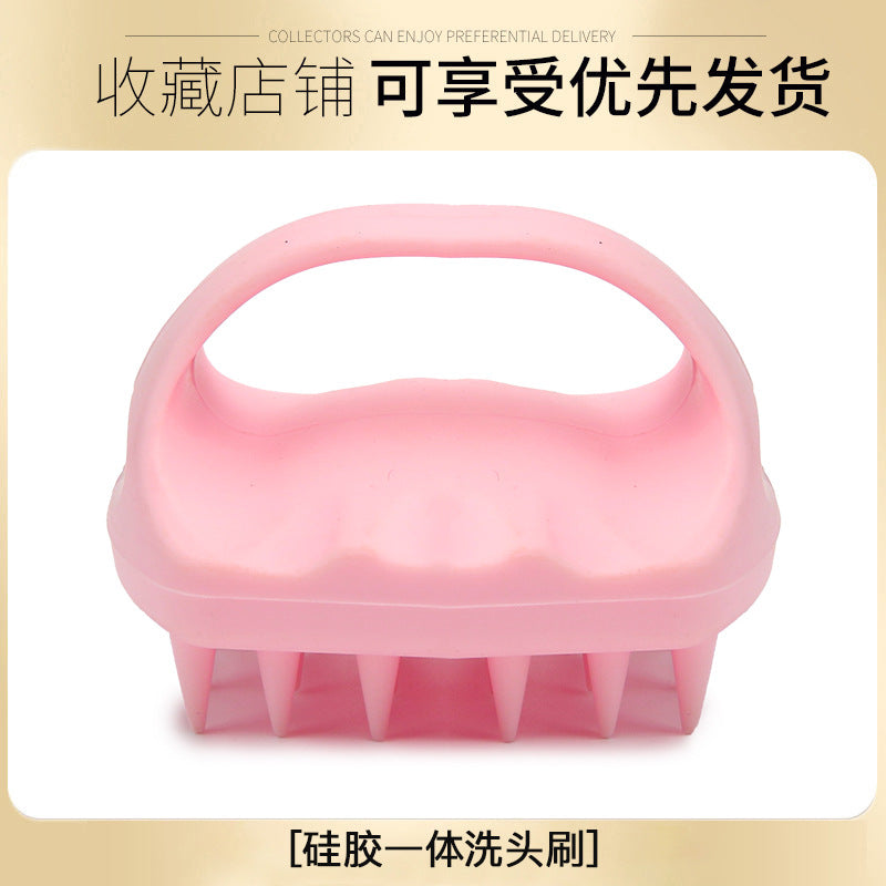 Cross-border hand-held silicone shampoo brush scalp massage cleaning shampoo brush long teeth short teeth massage shampoo brush