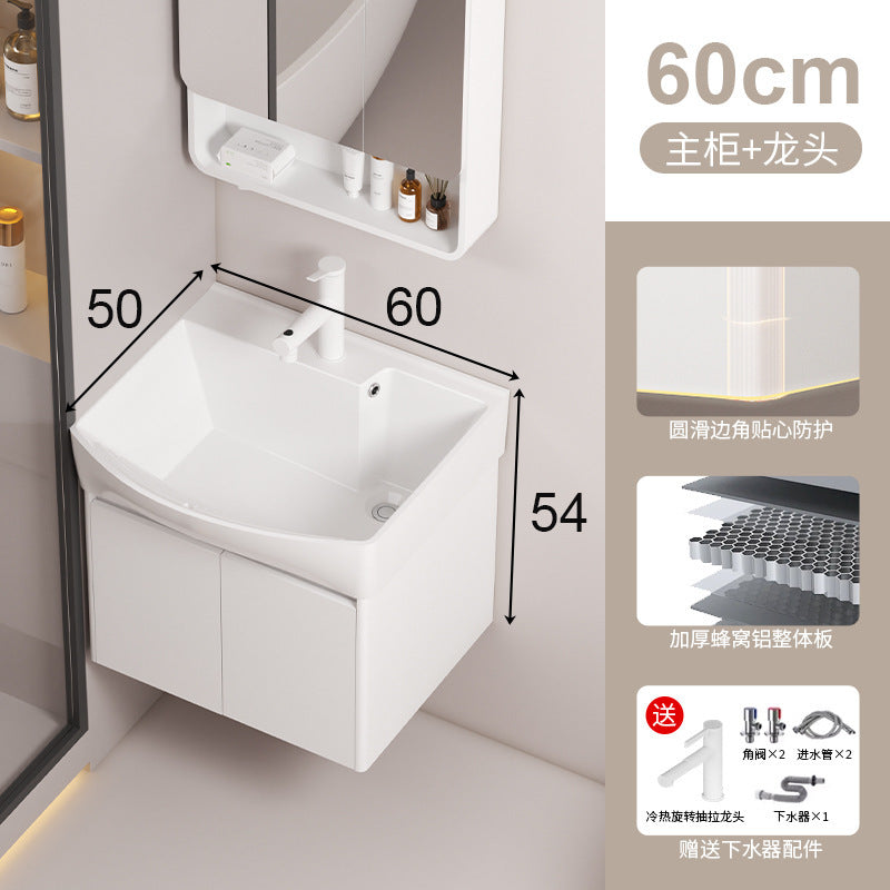 Small apartment circular arc bathroom cabinet deepened wash basin space honeycomb aluminum washbasin cabinet combined toilet washbasin