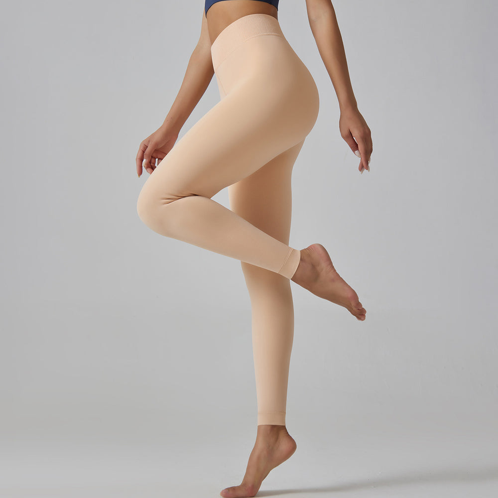 fall/winter warm fleece-lined leggings - solid color 300g thickened footed pearl fleece base layer pants
