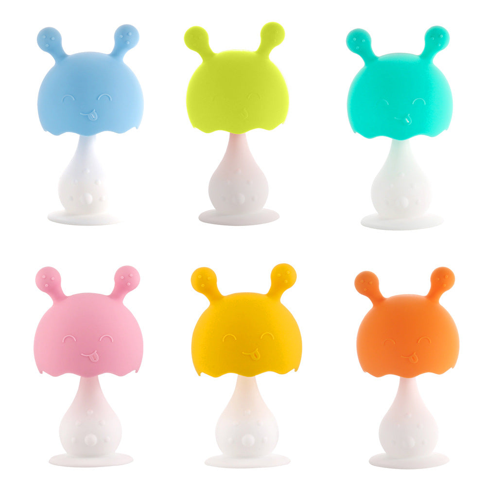 's new toothpaste rabbit rattle toothpaste anti-suffocation with holes, biting glue, biting music mushroom integrated toothpaste