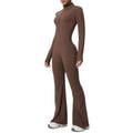 fashion zipper cloud-like tight long-sleeved yoga jumpsuit high-strength fitness sports all-in-one jumpsuit