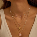 European and american titanium steel small flower ocean style shell starfish pearl necklace furnace vacuum electroplating 18k gold color retention