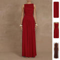 summer new women's fashion: european and american cross-border dress - elegant, slim-fit, solid color pleated maxi dress