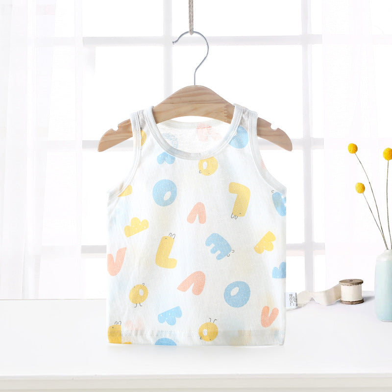 Baby vest summer strawberry ultra-thin style kids baby girl boy mesh sleeveless breathable undershirt belly protector