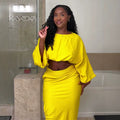 European and american cross-border women's fashion  summer new arrival: casual round neck solid color cropped top and bodycon midi skirt set