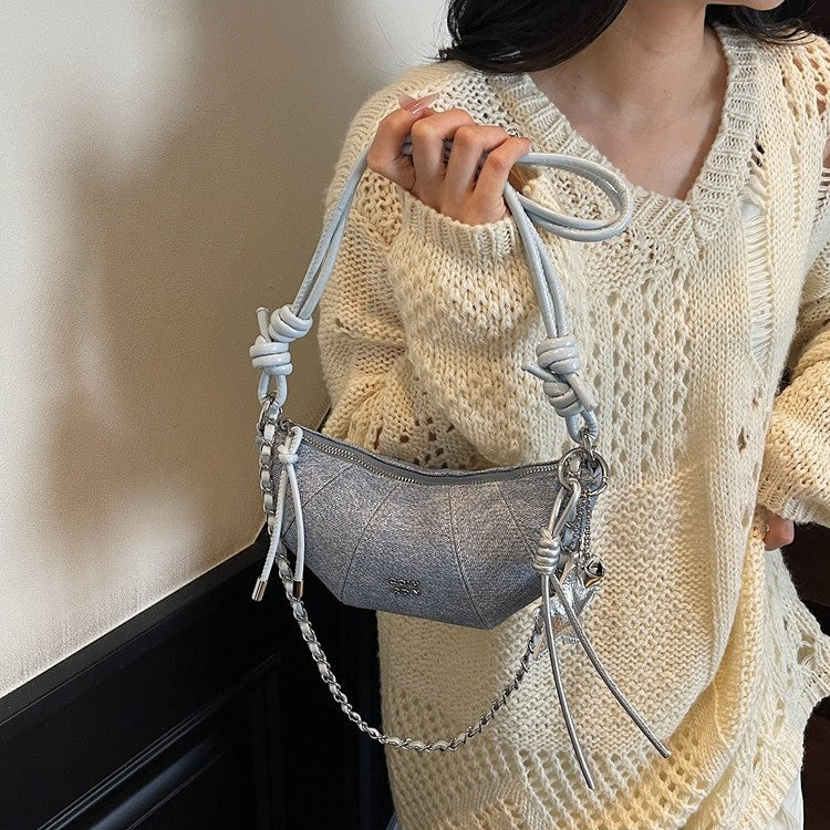 Cross-border high-end chain small bag women's 2025 new trendy fashion texture underarm croissant bag summer messenger bag