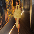 Fashion style cross-border pure color silm women's sexy strappy pleated hip skirt swing collar sleeveless halter short dress