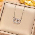 X8361-steel color-cd necklace [titanium steel chain copper inlaid zirconium pendant]