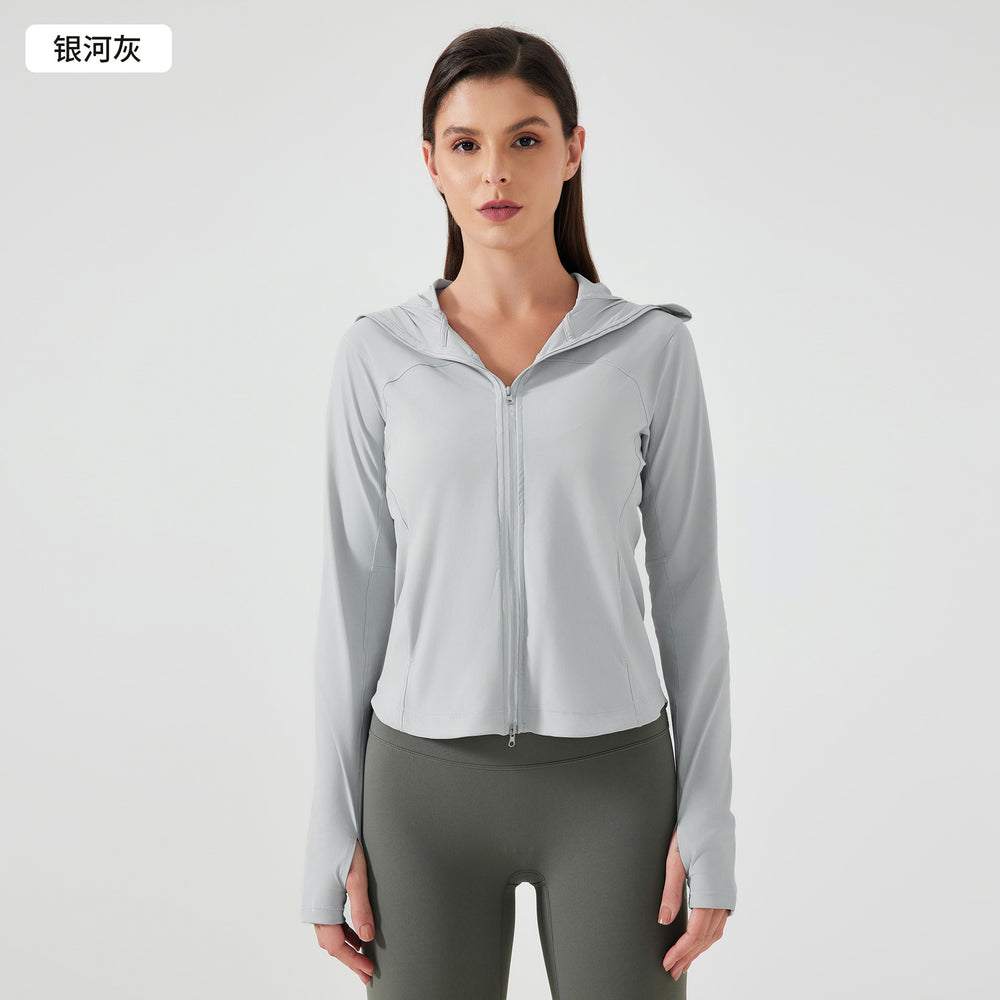 Premium new hooded sun protection jacket for women - two-way zipper, breathable, outdoor uv protection skin jacket d25019