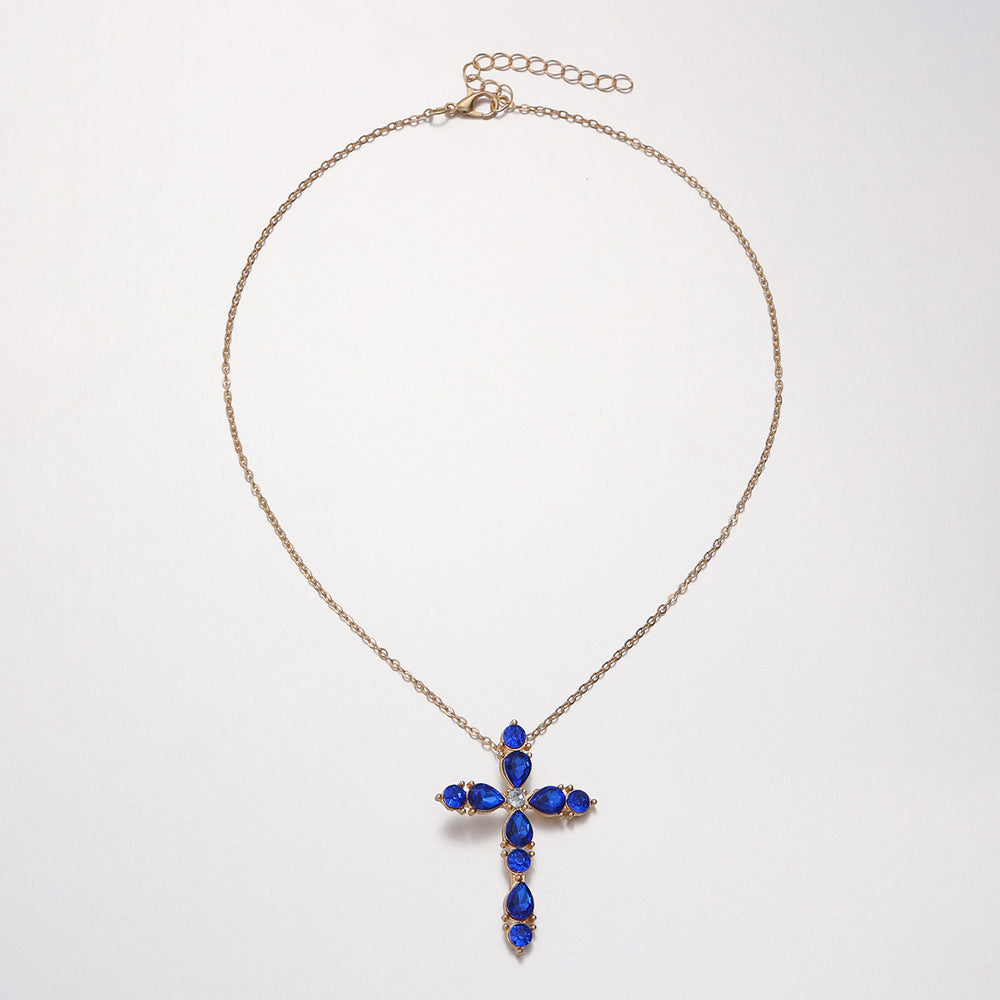 European and american cross-border jewelry: minimalist ins cross pendant necklace, unique and niche design, diamond-studded clavicle chain for women