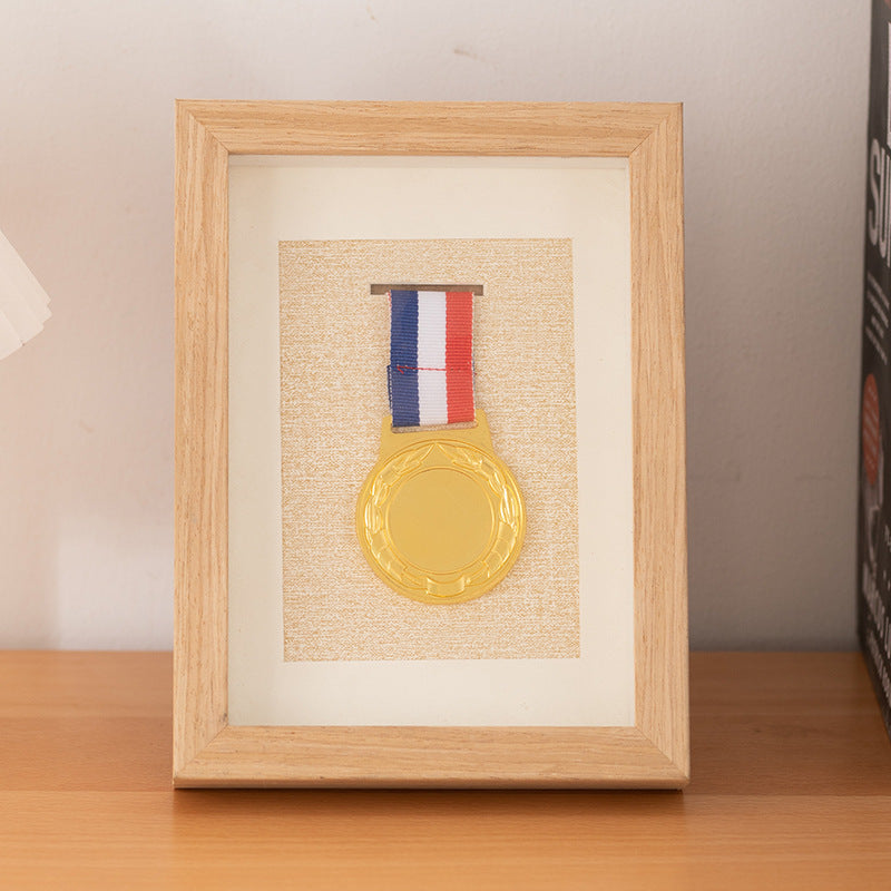 Wooden photo frame table medal storage display photo frame marathon gold medal hollow picture frame 10 inch keep medal