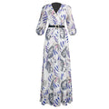 African women's clothing   new sexy v-neck printed dress european and american  long maxi skirt + belt