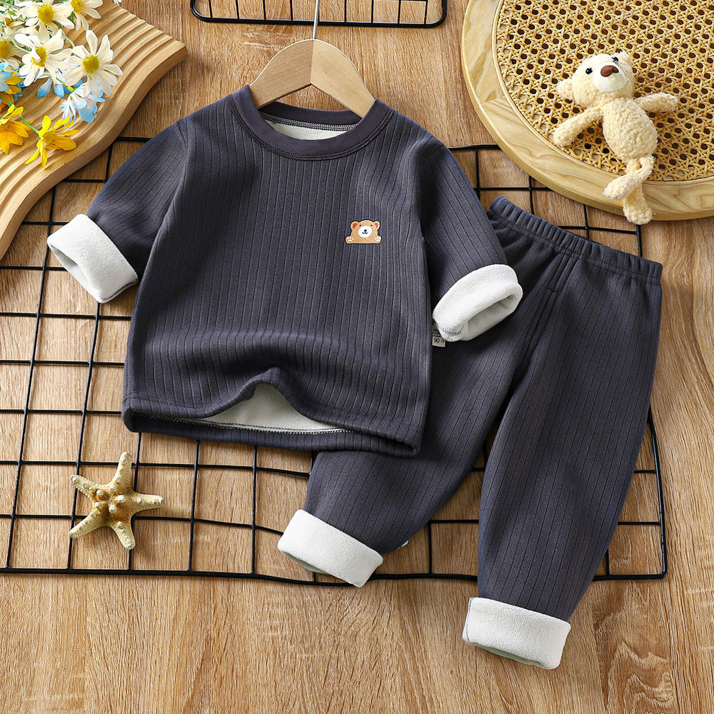 Kidsheattechsuitfleece-linedthickenedfall and winternew arrivalbaby bottomintimatesmiddle child autumn clothes and long trouserschildrensuit