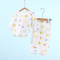 Baby pajamas for girls, summer lightweight style, boys' air conditioning suit, pure cotton girls' long-sleeved pajamas, baby spring/summer home air conditioning suit