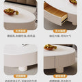 Italian oval coffee table - minimalist luxury living room set with rock slab top, perfect for small spaces