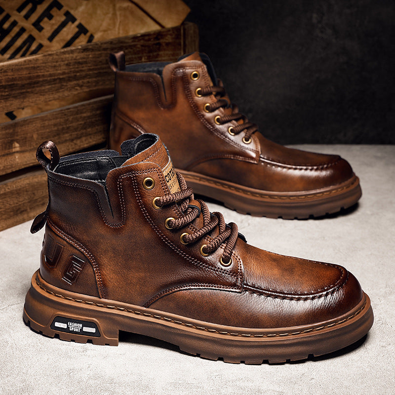 Fall and wintermen high-end bootsbest selling lightweight thick soleeasiest for matchbest sellingk-stylefashiontrendy men's shoes