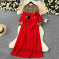 High-end women's elegant dress 2024 winter heavy beading sequin loose waist long pleated formal gown