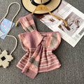 Summer chic: unique knotted colorful striped one-shoulder tank top - stylish, slim-fit cropped top for women