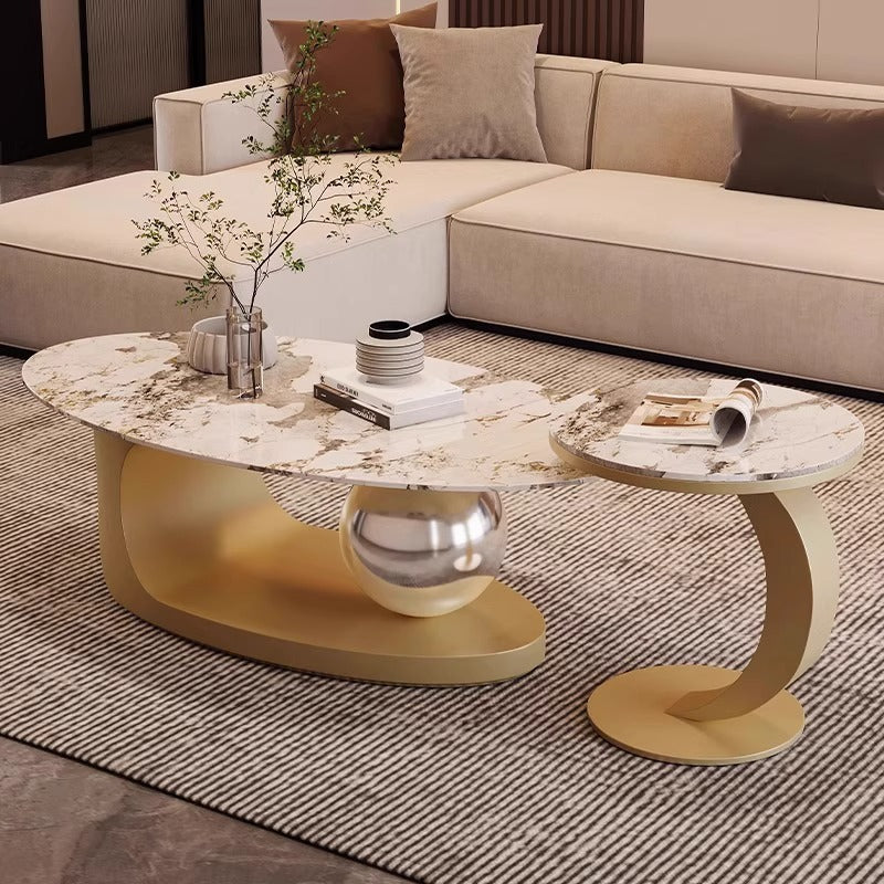 Living room slate coffee table combination simple modern small apartment for home italian normcoreaccessible luxurypopular oval sofa table