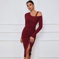 Amazon  women's dress - slit, off-the-shoulder, bodycon, long sleeve, european & american sexy dress - beach vacation dress