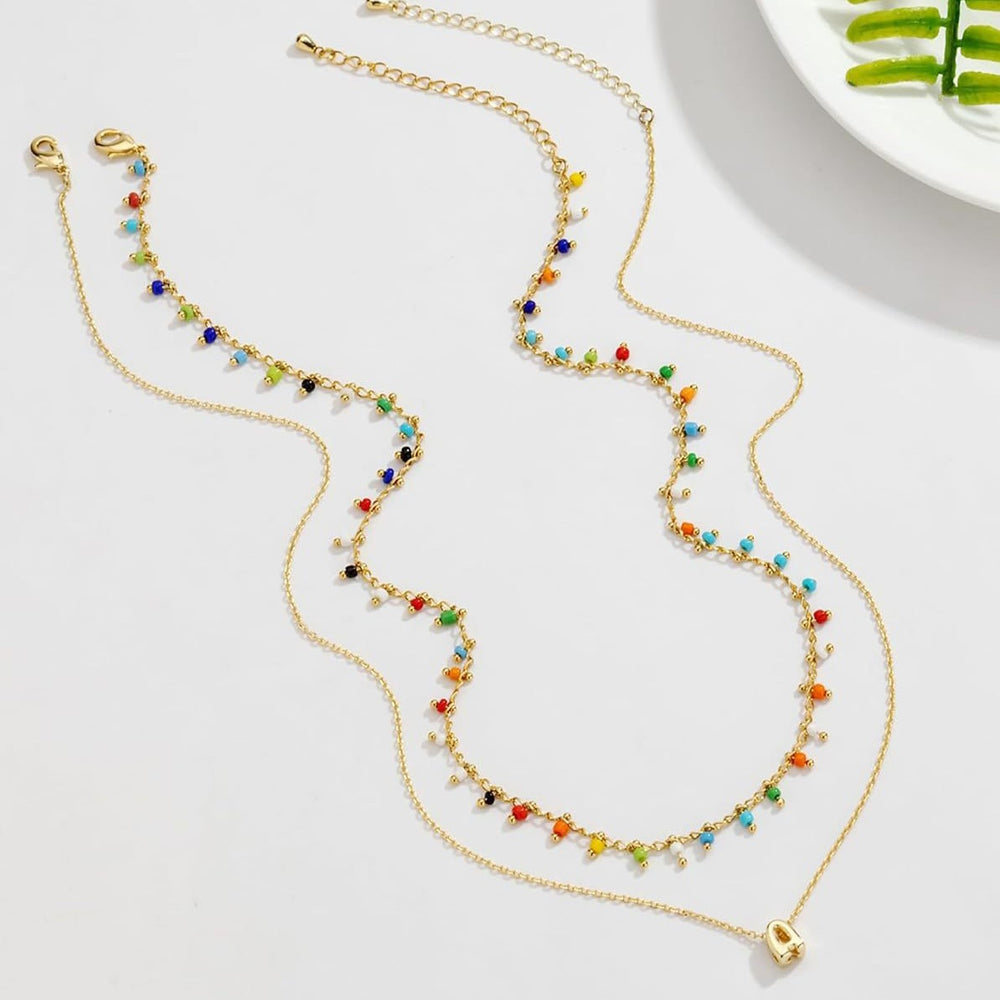 European and american cross-border hot-selling real gold brass electroplated fashion full circle colorful seed bead tassel women's elegant necklace