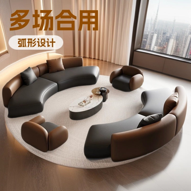 Italian light luxury straight-row curved sofa coffee table hotel lobby seating area large apartment reception sofa table and chair set