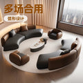 Italian light luxury straight-row curved sofa coffee table hotel lobby seating area large apartment reception sofa table and chair set