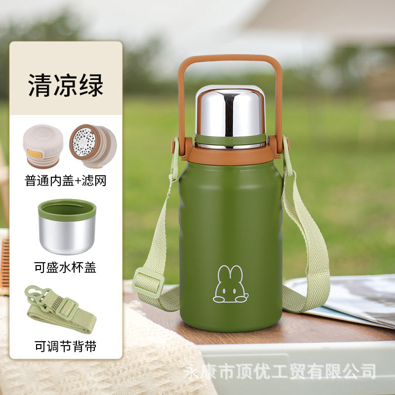 316 large-capacity thermos cup outdoor portable portable kettle stainless steel tea water separation tea making thermal insulation cold water cup