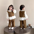 【dropshipping】girls' autumn outfit  new style kids' chic and fashionable vest baby children's clothing set three-piece set for girls
