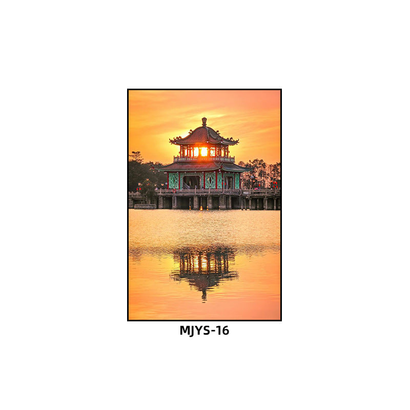 Jieyang ancient city architectural landscape hanging painting hotel box wall decoration painting hot pot restaurant restaurant characteristic cultural tourism mural