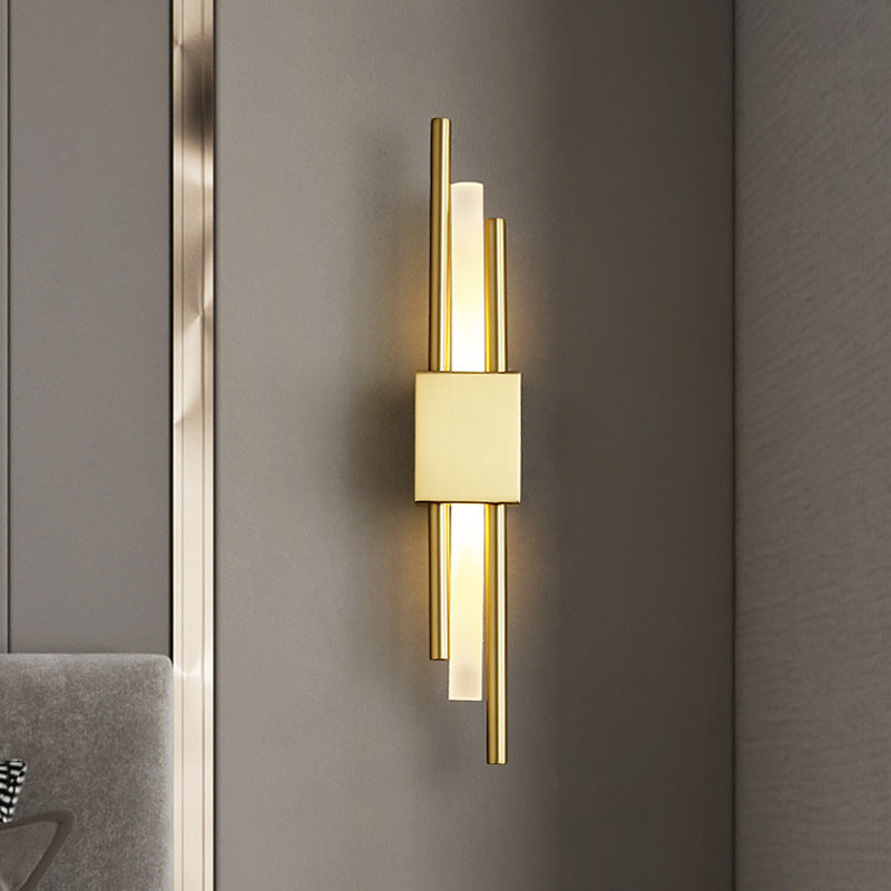 Italian normcore double pole long frosted soft light strip house staircase entrance living room background wall normcore linear wall lamp